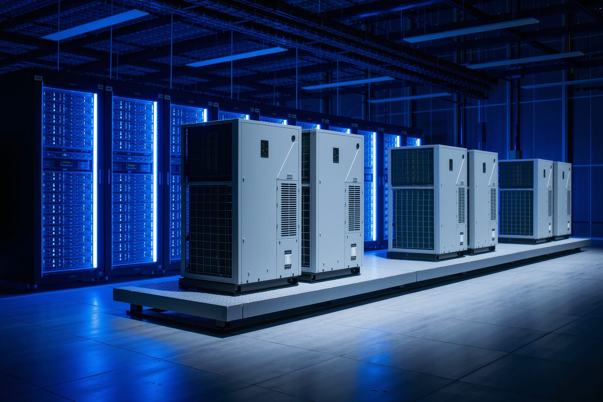Row of precision CRAC cooling units in a Phoenix data center