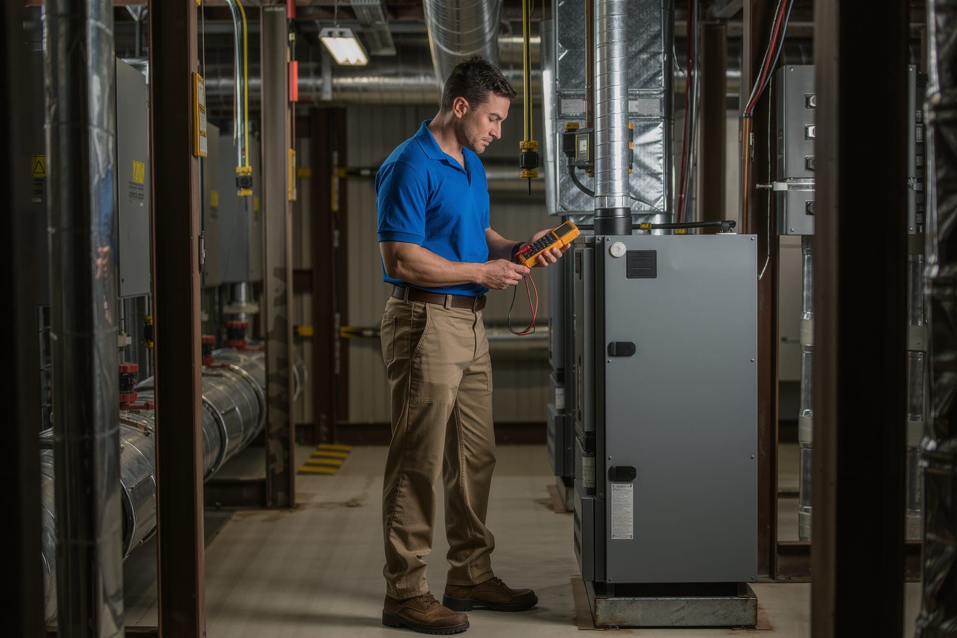 Combustion tuning during commercial heating maintenance