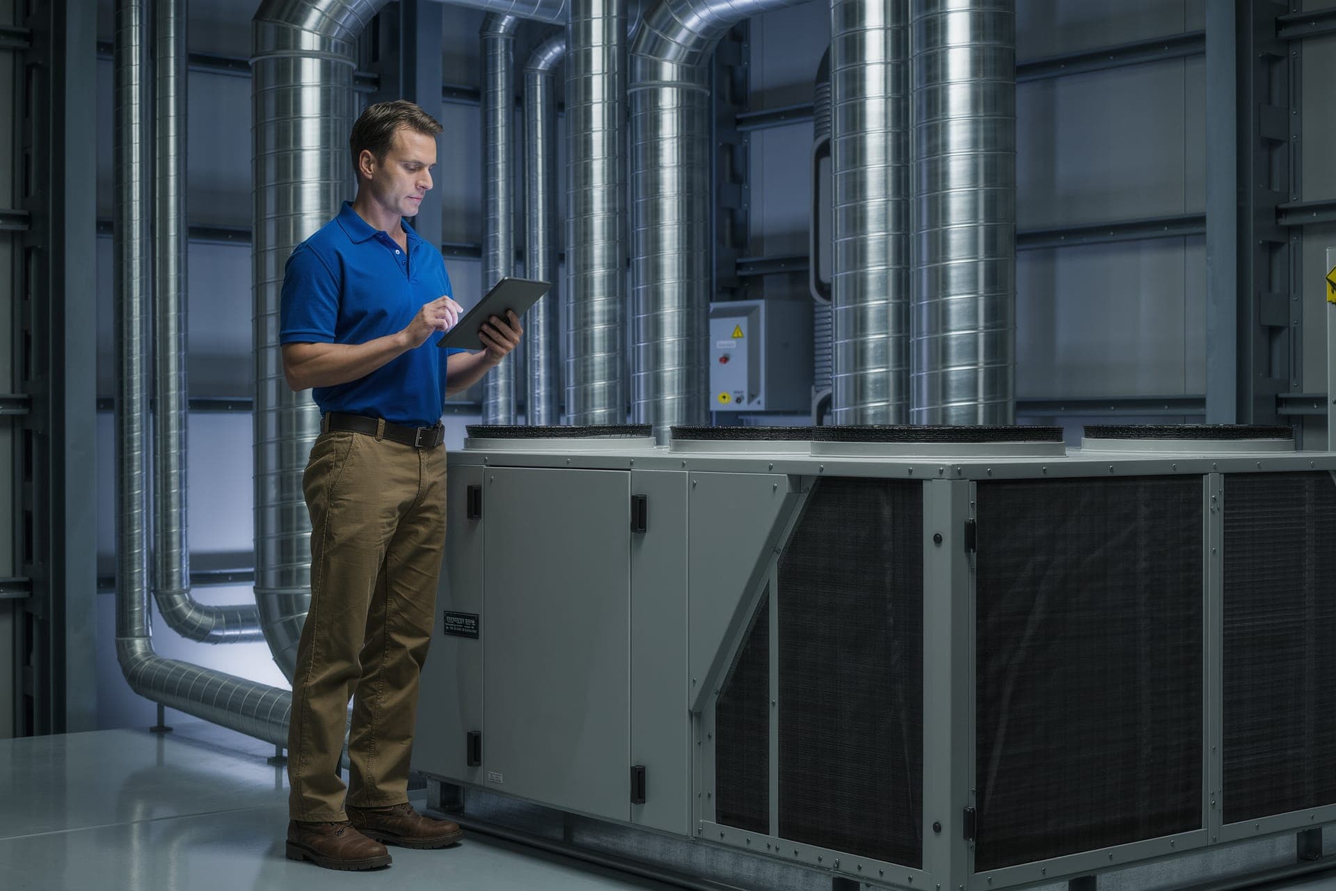Documented commercial HVAC maintenance visit with digital checklist
